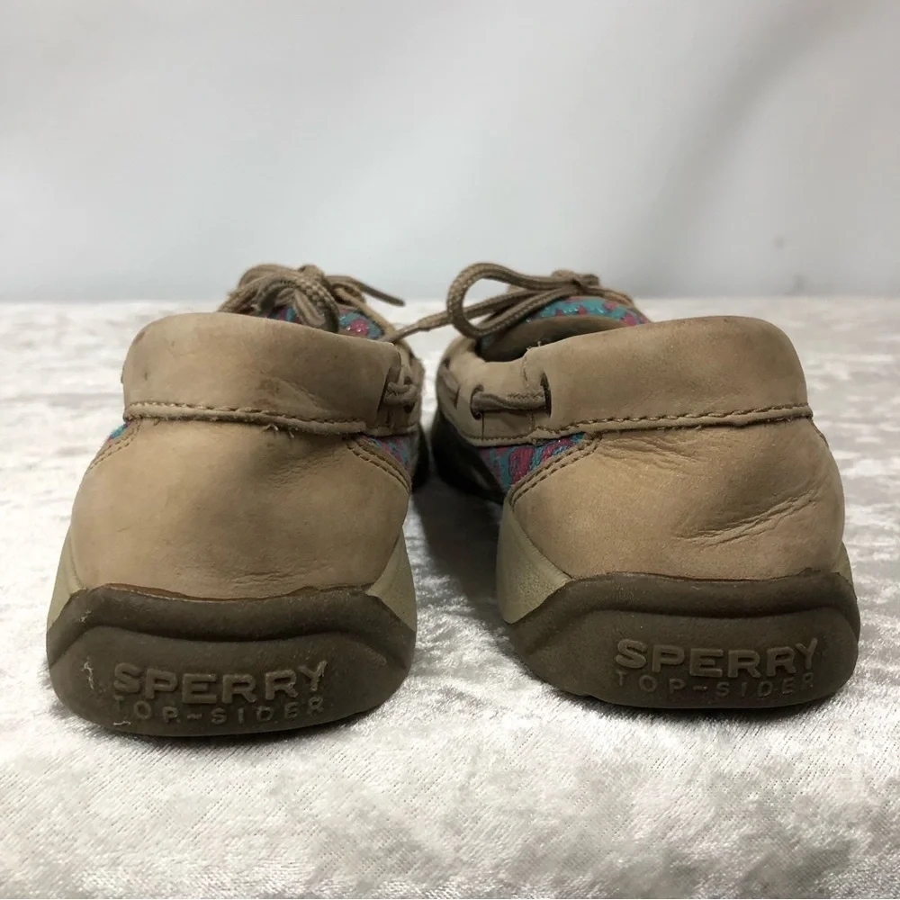 SPERRY TOP-SIDER Laguna Brown Leather Boat Shoes girls Size 3m leopard